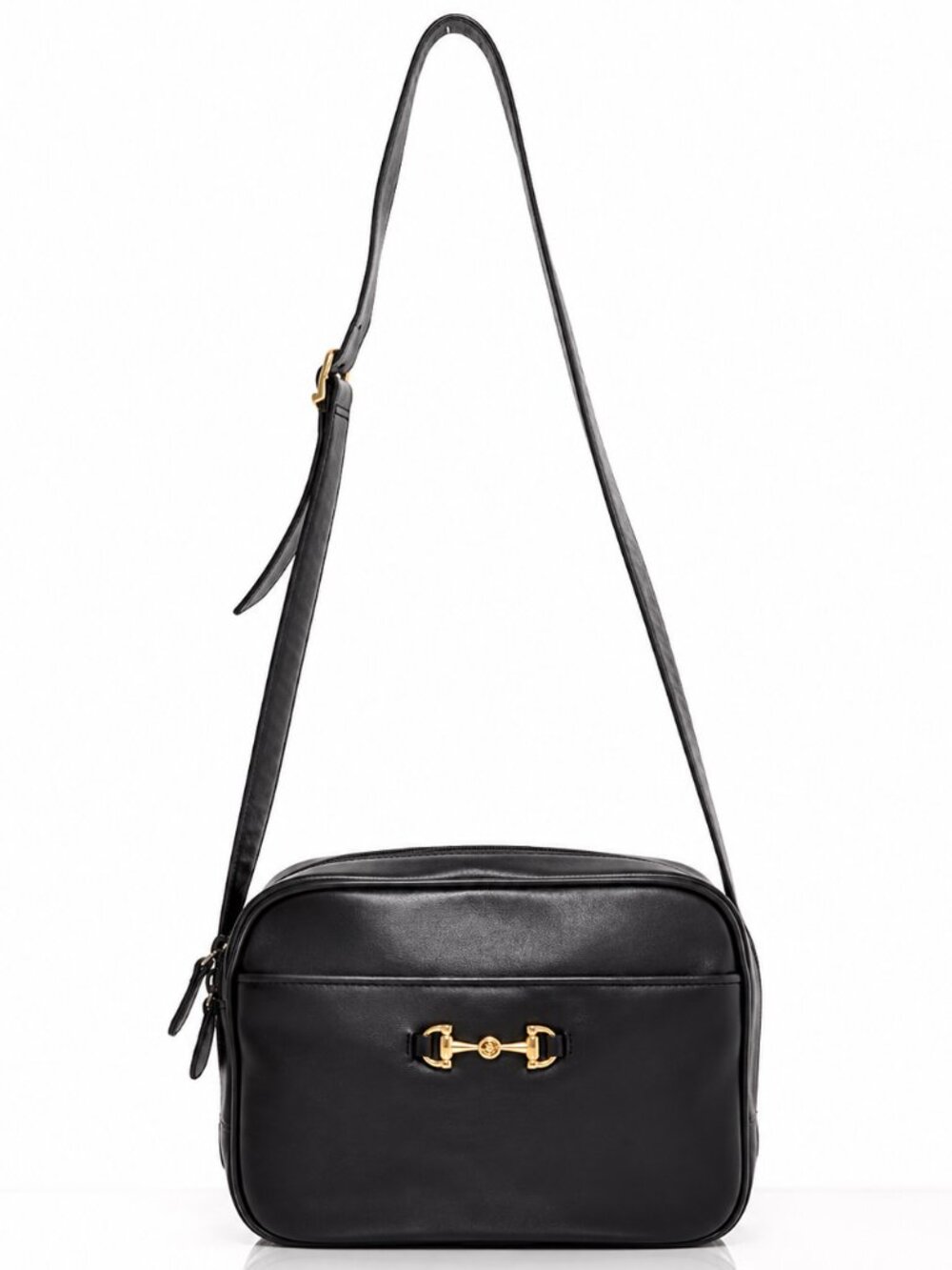 ETIENNE AIGNER Black Leather Crossbody Camera Bag Vintage